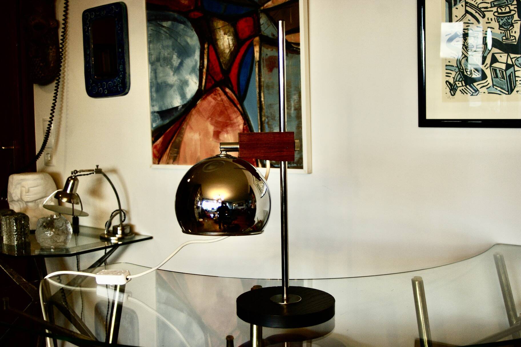 Vintage eye ball desk lamp from switzerland temde 1970