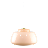 Mid-century Pink Glass & Brass Pendant Lamp