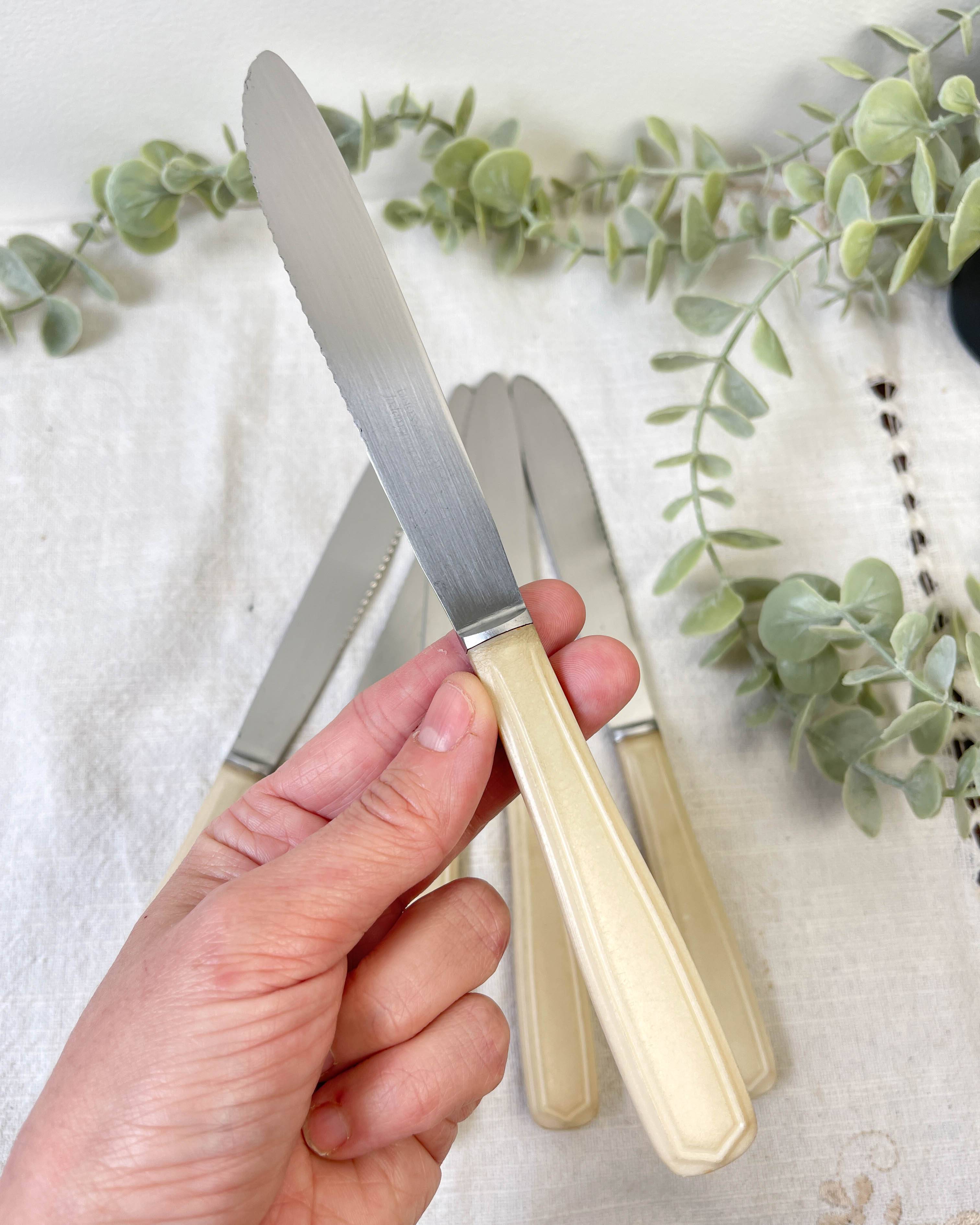 6 vintage Bakelite ivory knives France