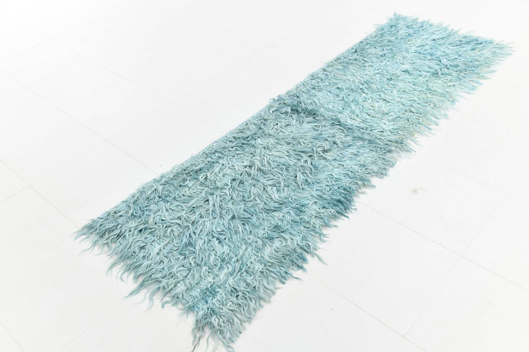 Tapis Kilim vert clair et doux 2x7, 72x230 cm