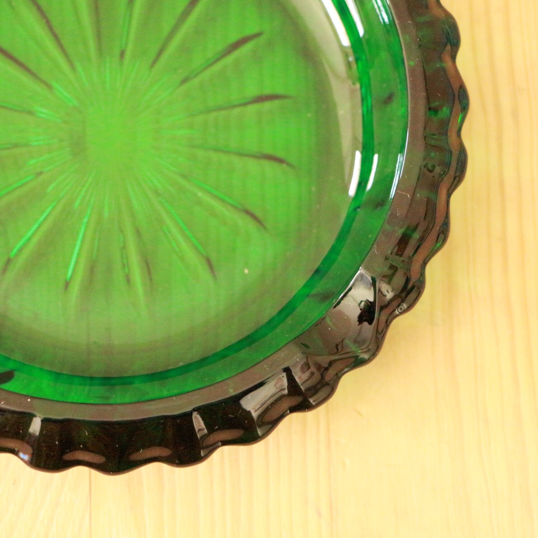 Green glass ashtray
