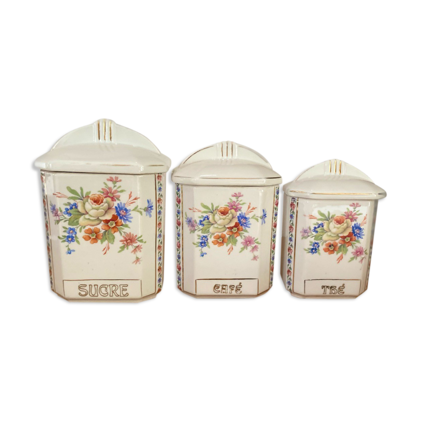 Pots à épices avec motifs floraux