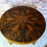 Round art deco table with extensions renovated fi 110, 160 cm unfolded. the 30s