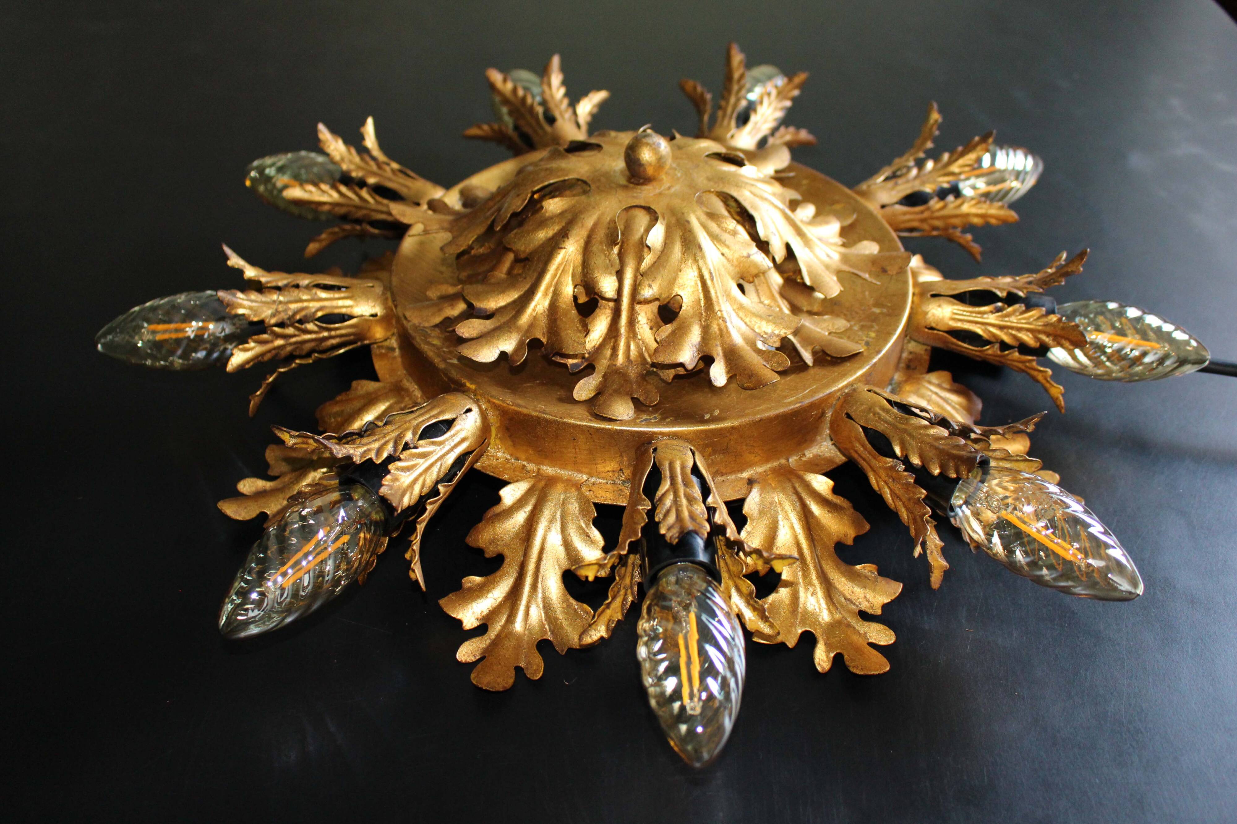 Set of 2 Large Florentine Chandelier Ceiling Lamps  by Banci Firenze Italy Regency Hollywood Style