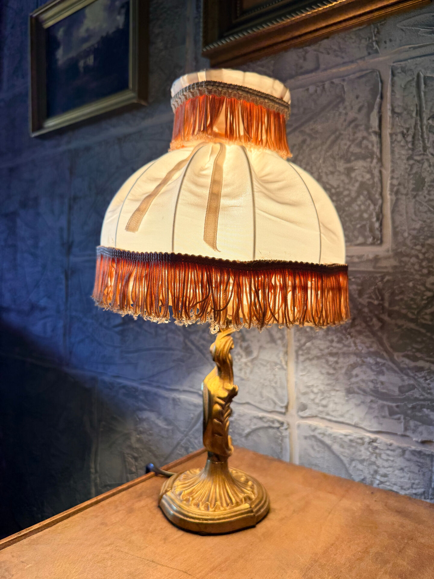 Vintage brass boudoir lamp Louis XV Rococo