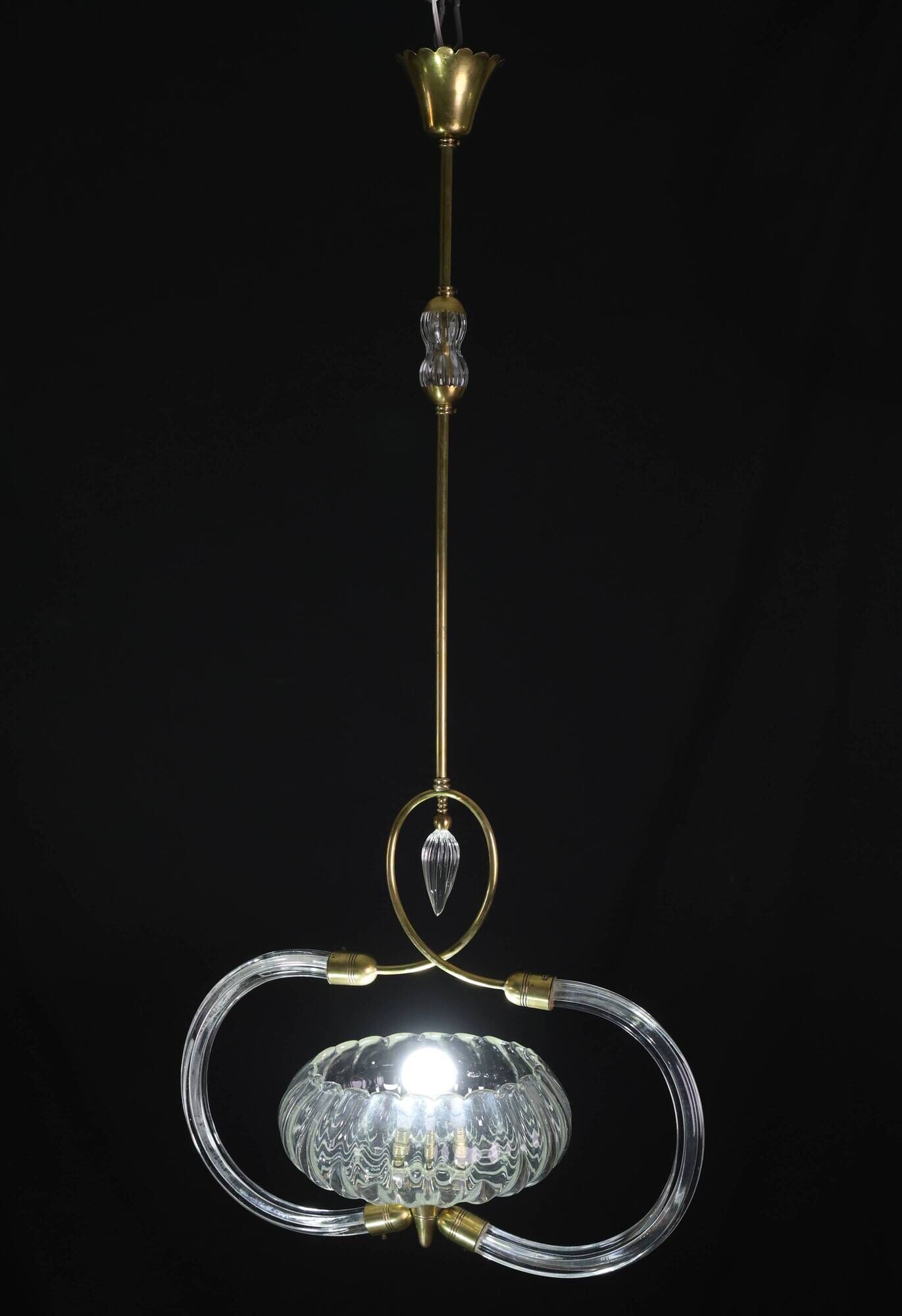Amazing Art Decò Clear Murano Glass Chandelier by Seguso, 1940s