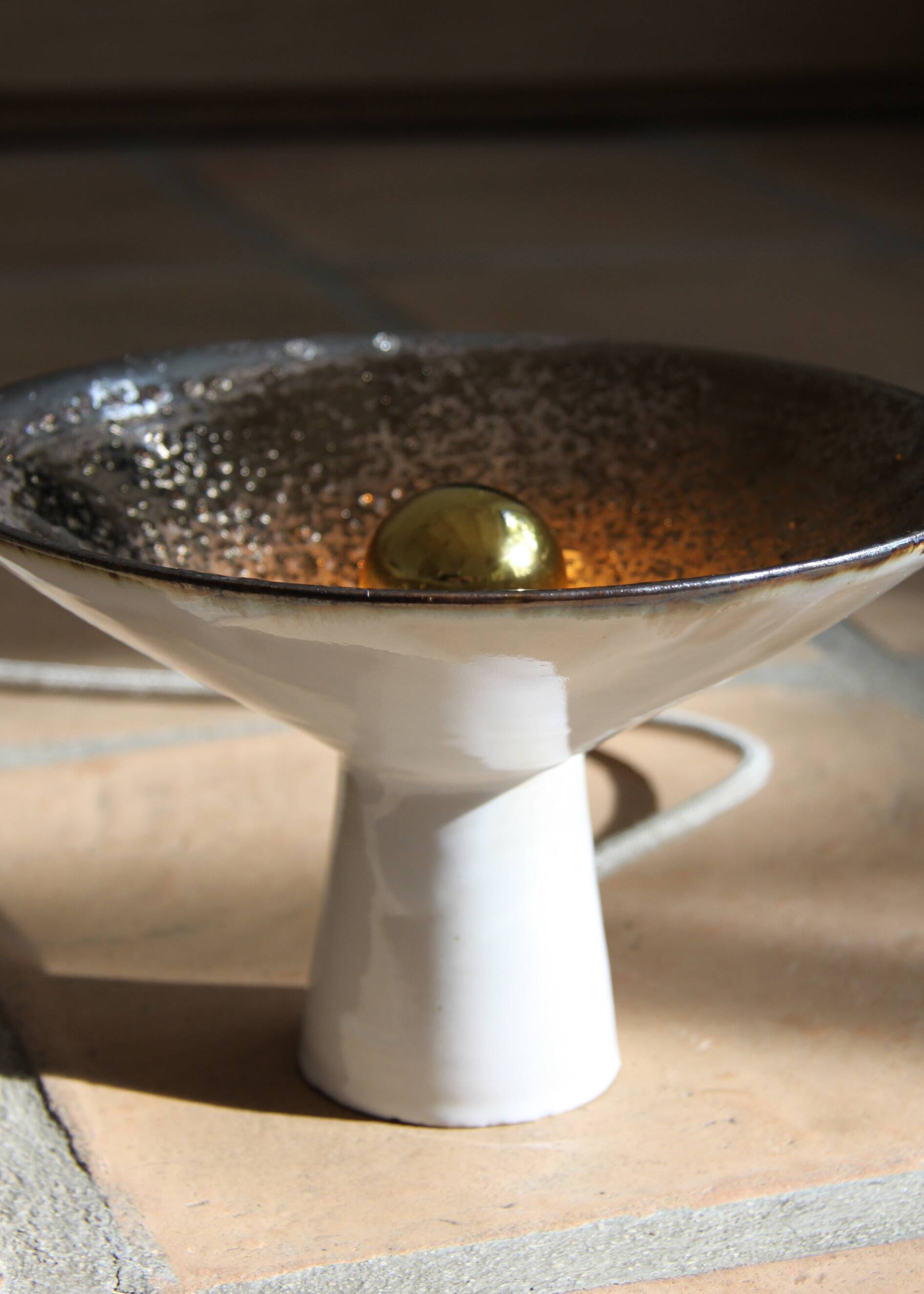 Unique piece flared lamp in stoneware