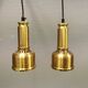 Two beautiful perforated brass hanging lamps, Danish and from the 1980s.