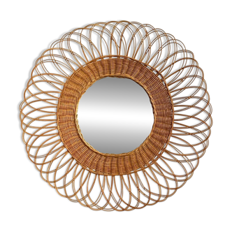 Miroir vintage en rotin