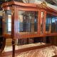 Sideboard two body mirror top marble decoration inlaid bronze Louis XVI
