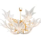 Lustre à feuilles en laiton & verre de Murano 1970s