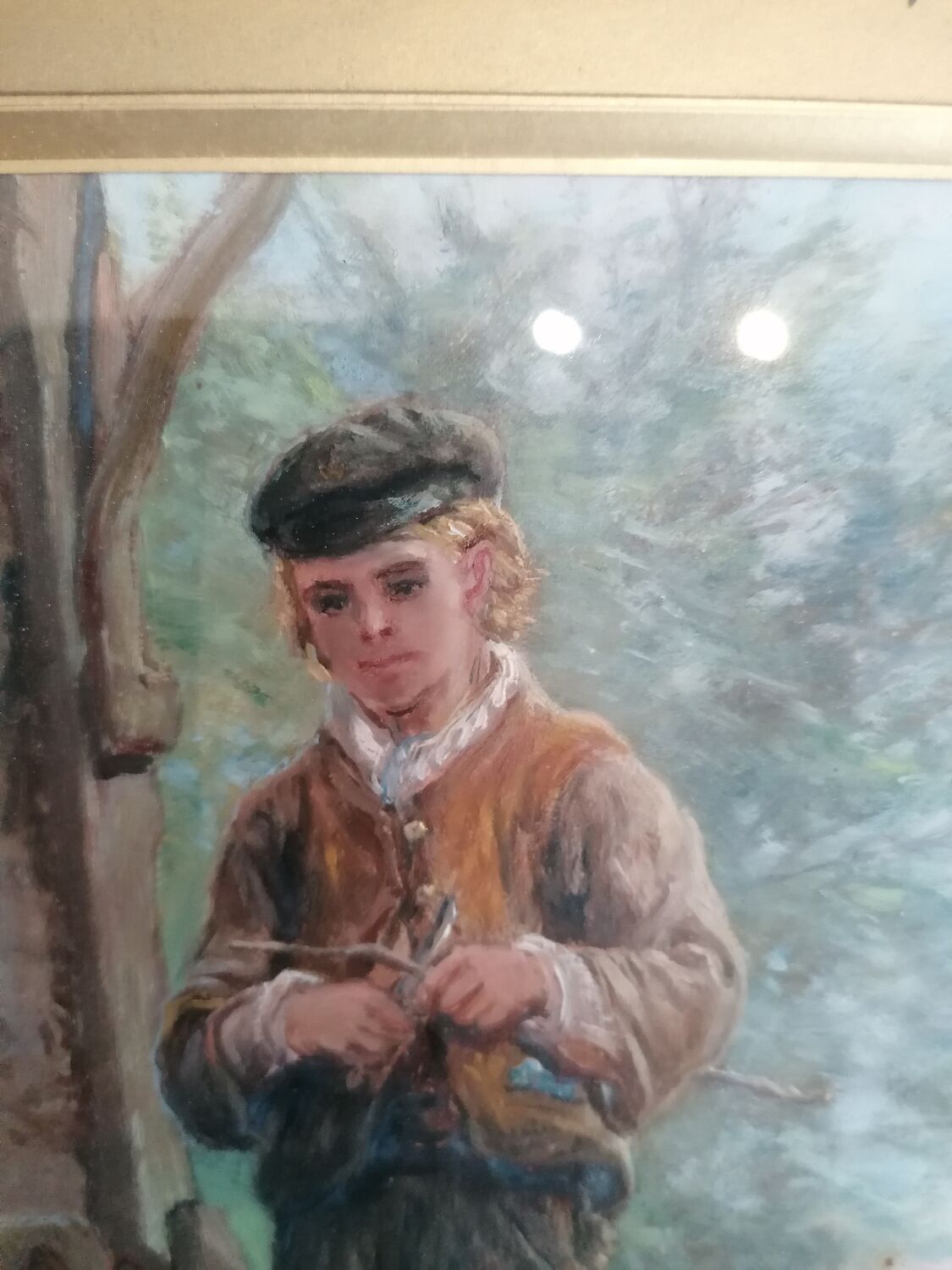 Painting of a young boy in the countryside