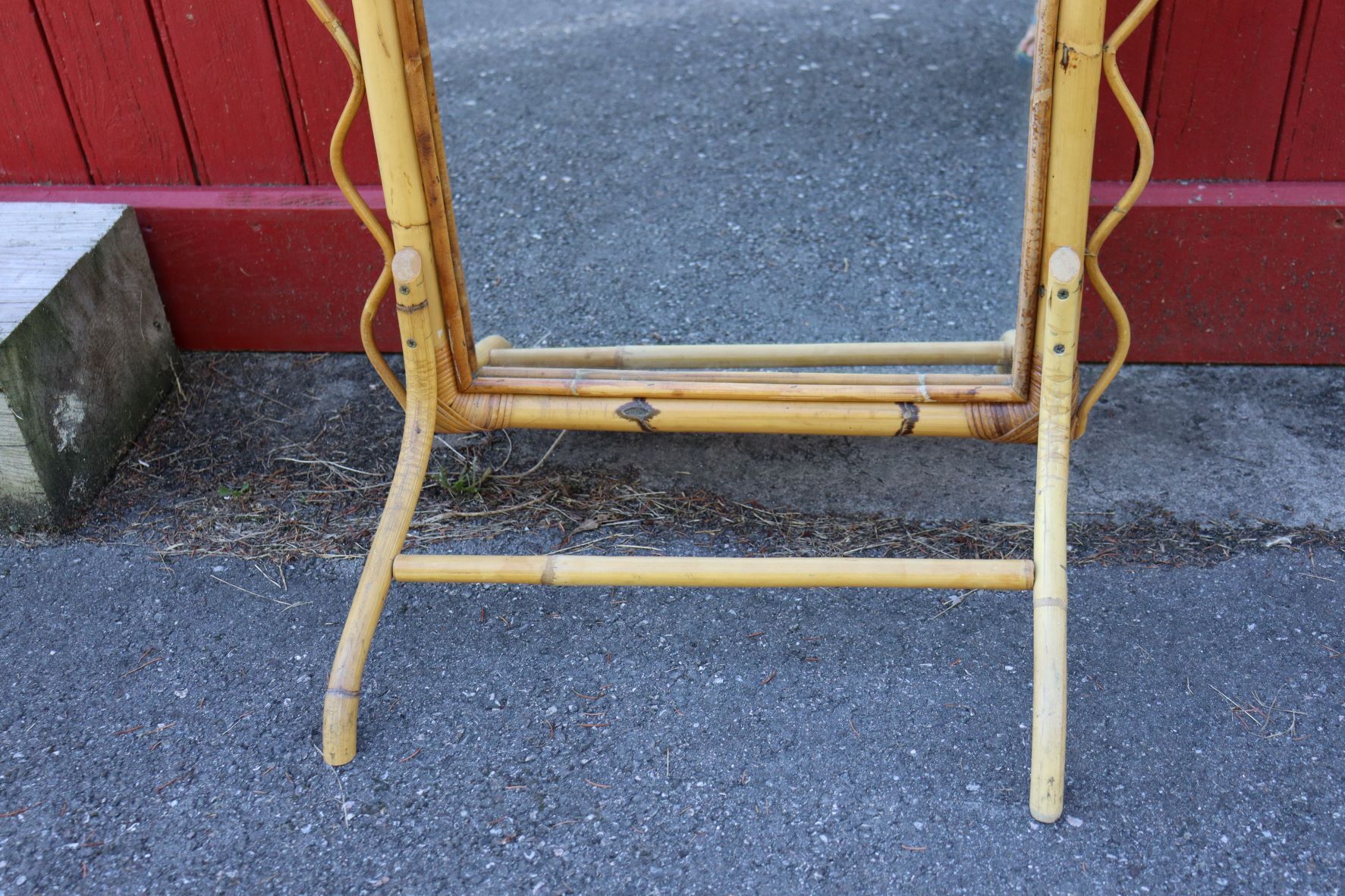 Rattan psyche mirror