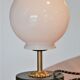 Lampe à poser globe vintage blanc, finitions noir et or