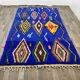 Handmade blue Moroccan rug, decorated, 250cm x 150cm