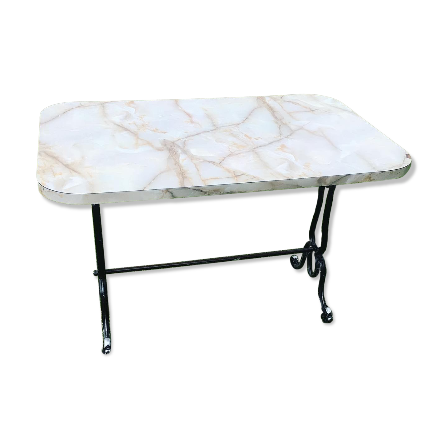 Cast-iron bistro table with marble effect