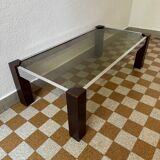 Chrome wood and smoked glass coffee table from the 70s