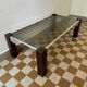 Table basse chromée bois et verre fumé années 70