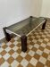 Table basse chromée bois et verre fumé années 70