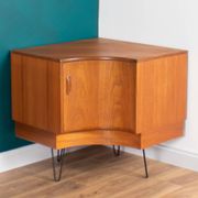 Retro Teak 1960s G Plan Fresco Corner Unit Bar Drinks Cabinet On Hairpin Legs