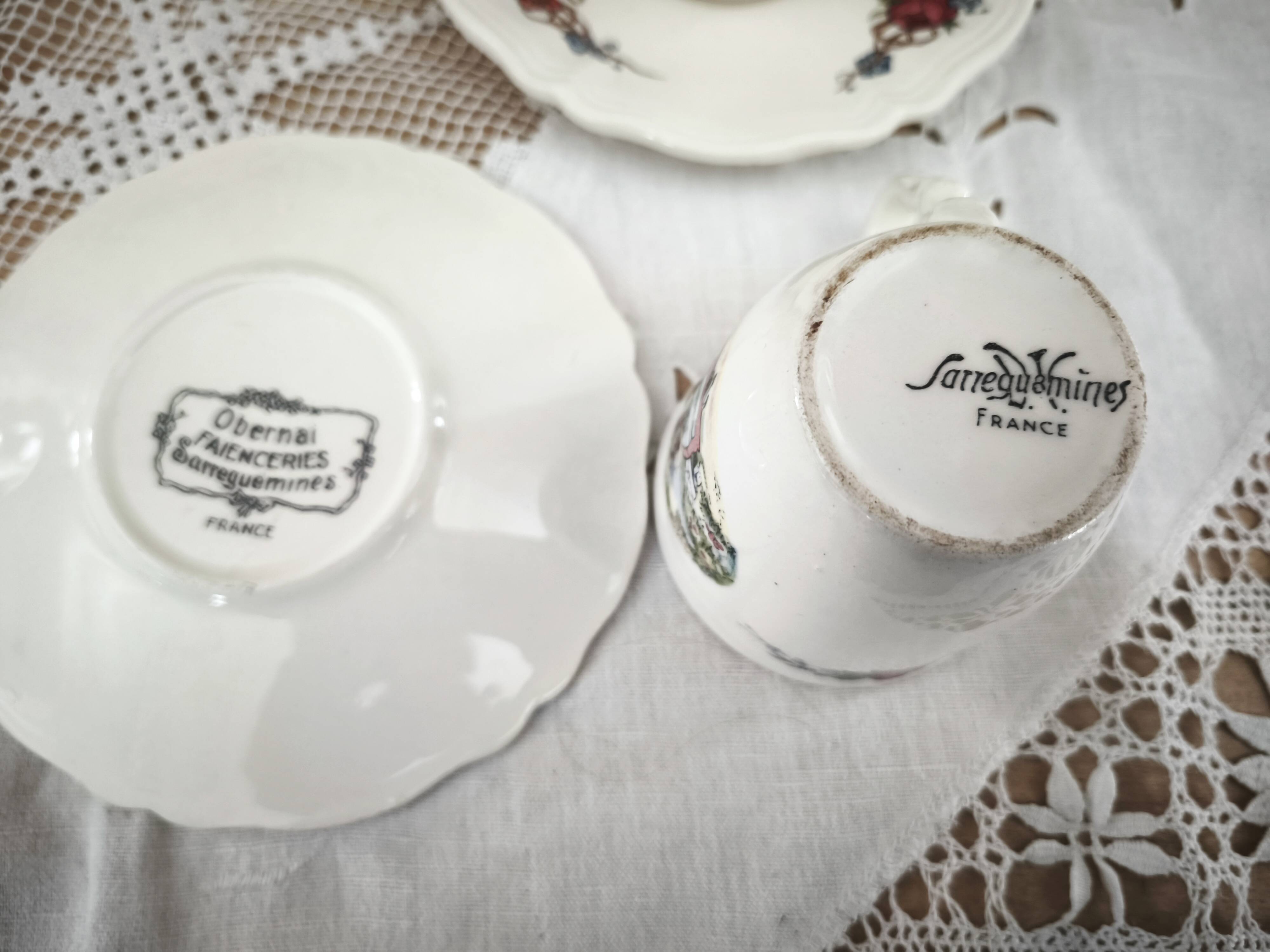 Lot de 4 tasses à café Sarreguemines Obernai