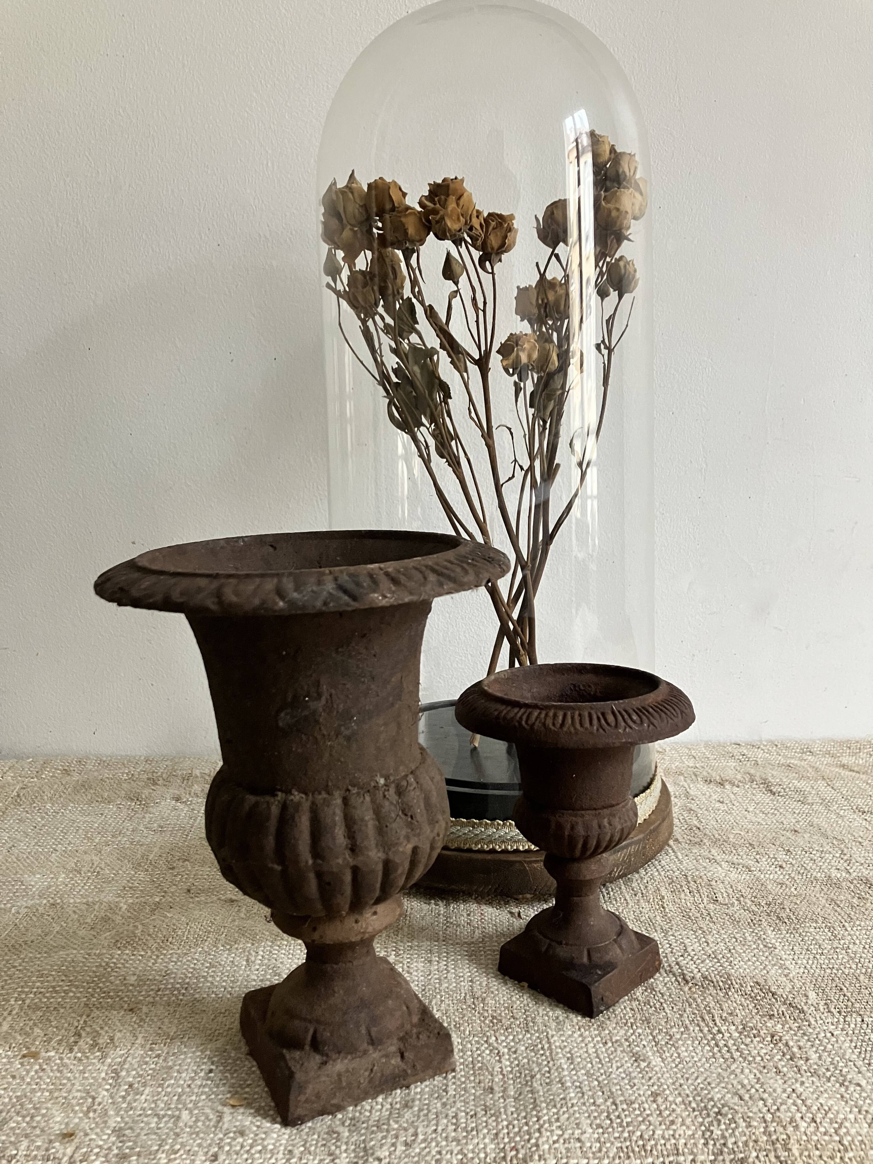 Pair of cast iron Medici vases
