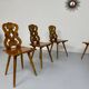 Set of 6 Alsatian double heart chairs in solid oak, early 20th century