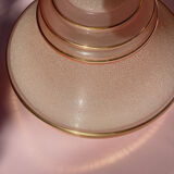 Table lamp pink globe in frosted glass with gold edging