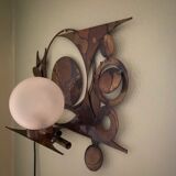 Brutalist metal wall sculpture by Henrik Horst, Denmark, circa 1970.