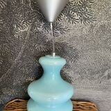 Vintage pendant lamp in blue opaline