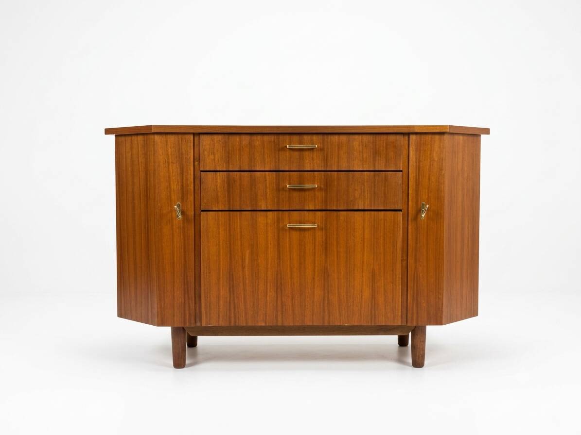 Scandinavian corner unit in teak from the 1960s.