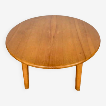 Brutalist vintage round table in solid elm diameter 120 cm