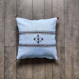 Coussin berbère bleu ciel en coton