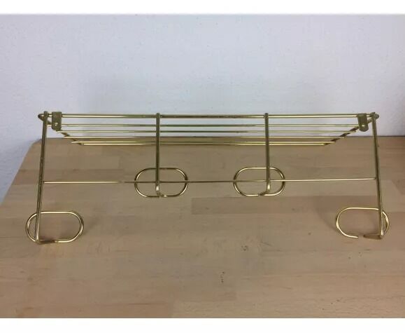 Wall-mounted gilded metal coat rack 4 hooks
