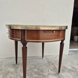 Louis XVI style mahogany bouillotte table in marquetry and bronze