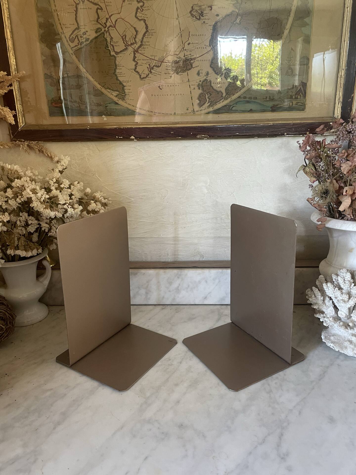 Vintage metal bookends pair