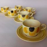 6 Gien "Sun" coffee cups