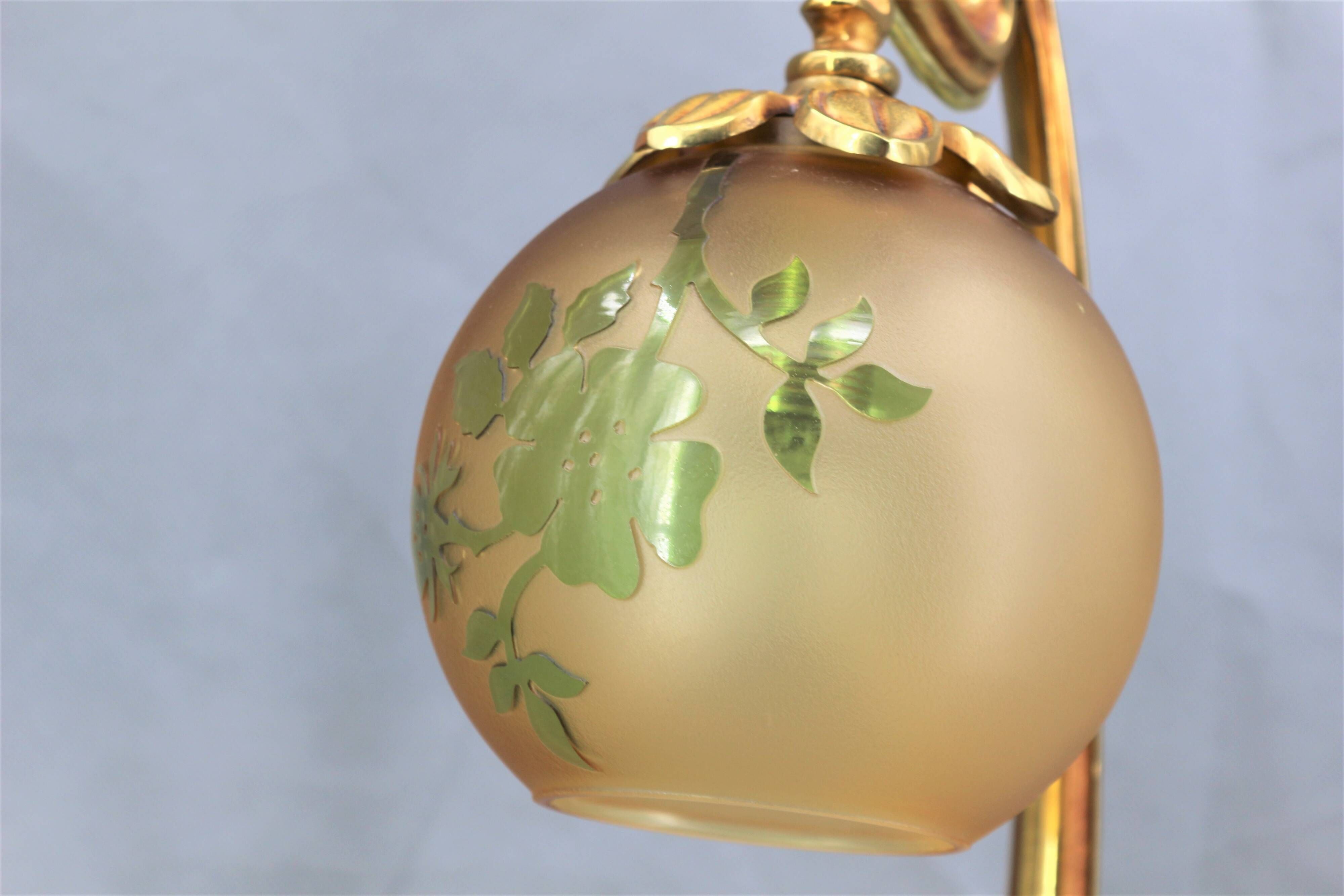 Romantic art-nouveau lamp in glass paste Lucien Gau