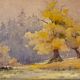 Tableau ancien , paysage dans la nature, signé Andrée Bouchard ( 1903-2002)