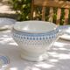 Large salad bowl from 1909 in porcelain by Oscar Shaller, blue and gold.