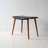 Vintage stool in wood and leather