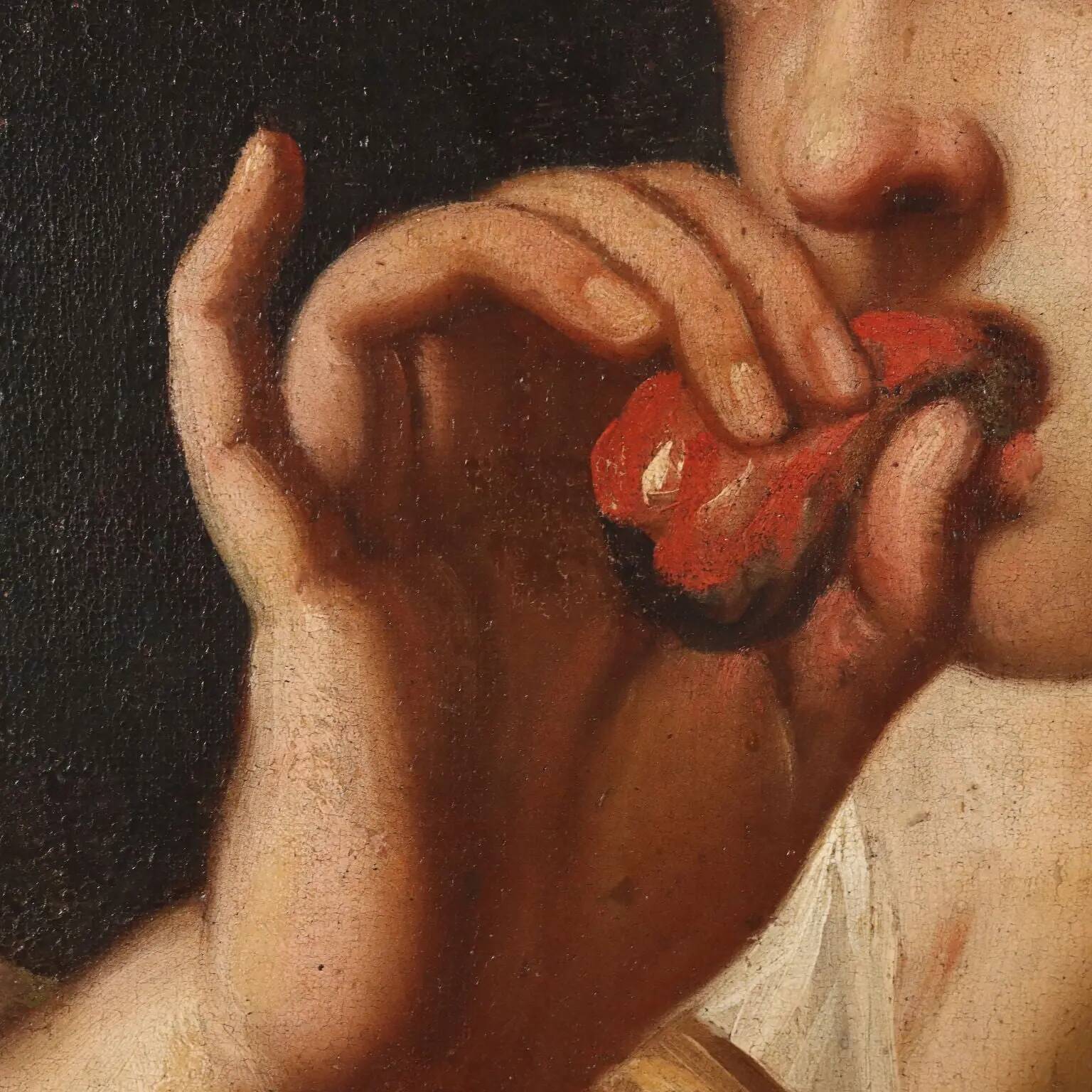 Ancient painting on a historical subject, oil on canvas from the 17th-18th century.