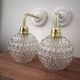 Pair of vintage wall lights in cut glass