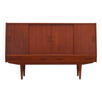 Buffet haut en teck, design danois, années 1960, fabrication : Westergaards Møbelfabrik