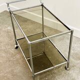 Vintage Chrome Drink Trolley - Bar Cart with smoked glass, 1980s