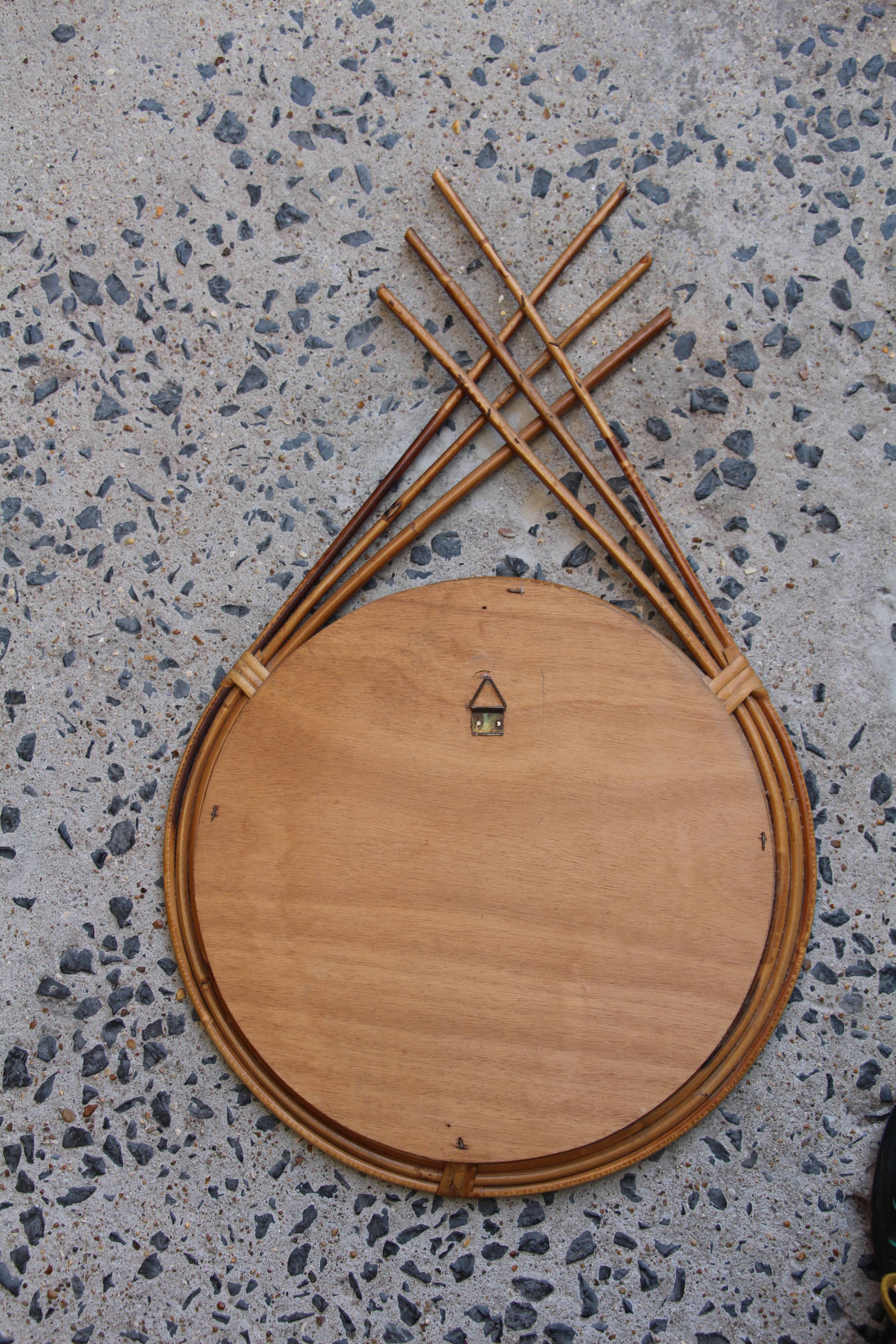 Rattan mirror 70's 34x54cm