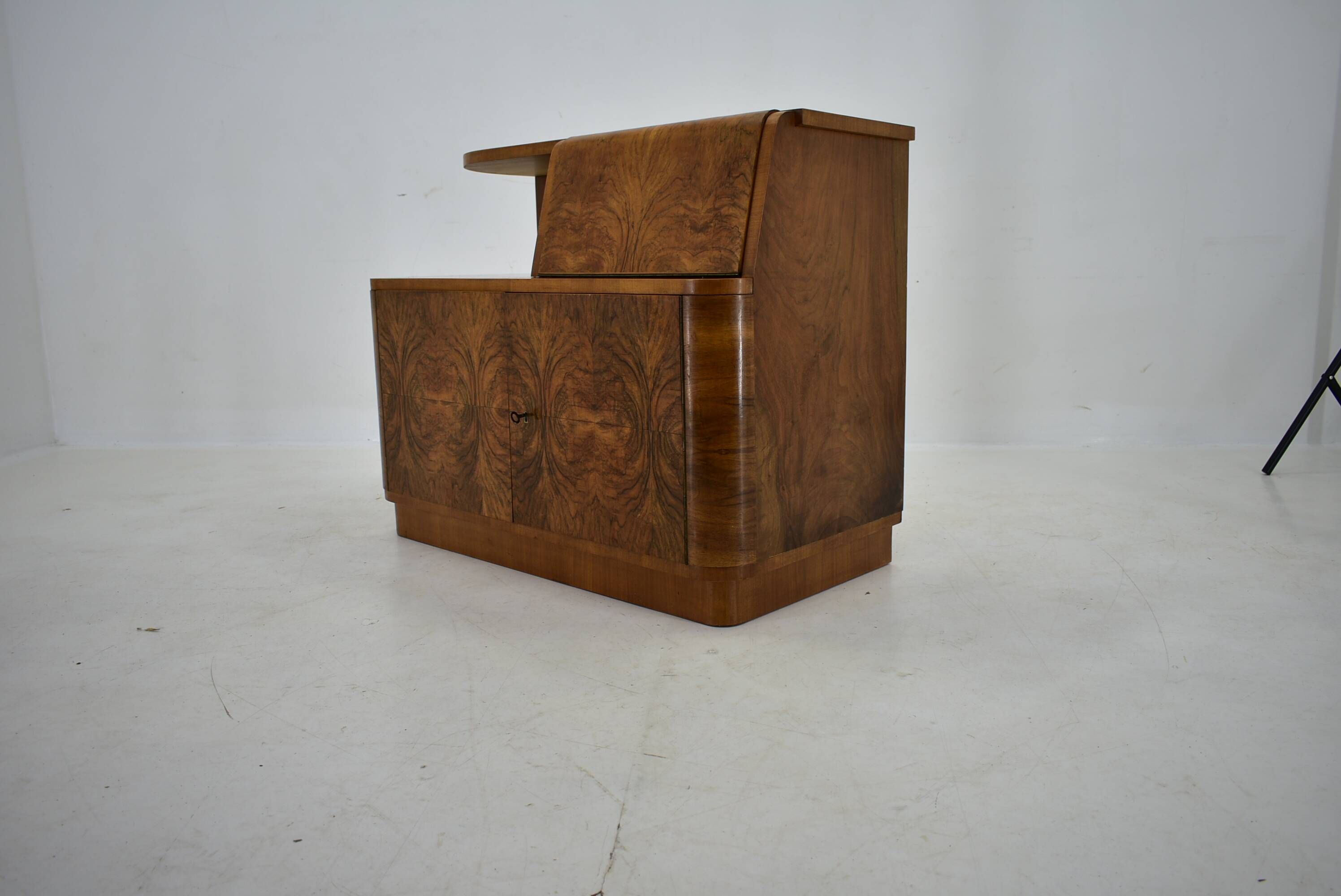 Art Deco cabinet from 1940 made of walnut for UP Závody, Czechoslovakia.