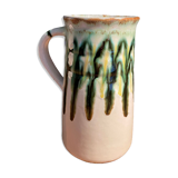 White and green enamelled ceramic carafe pitcher