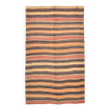 4x7 Pale Orange Kilim Rug, Rugged Rug, Antique Bohemian Style, 128x215Cm