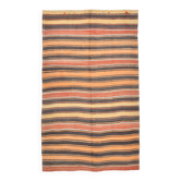 Tapis Kilim orange pâle 4x7, style bohème antique, robuste, 128x215 cm